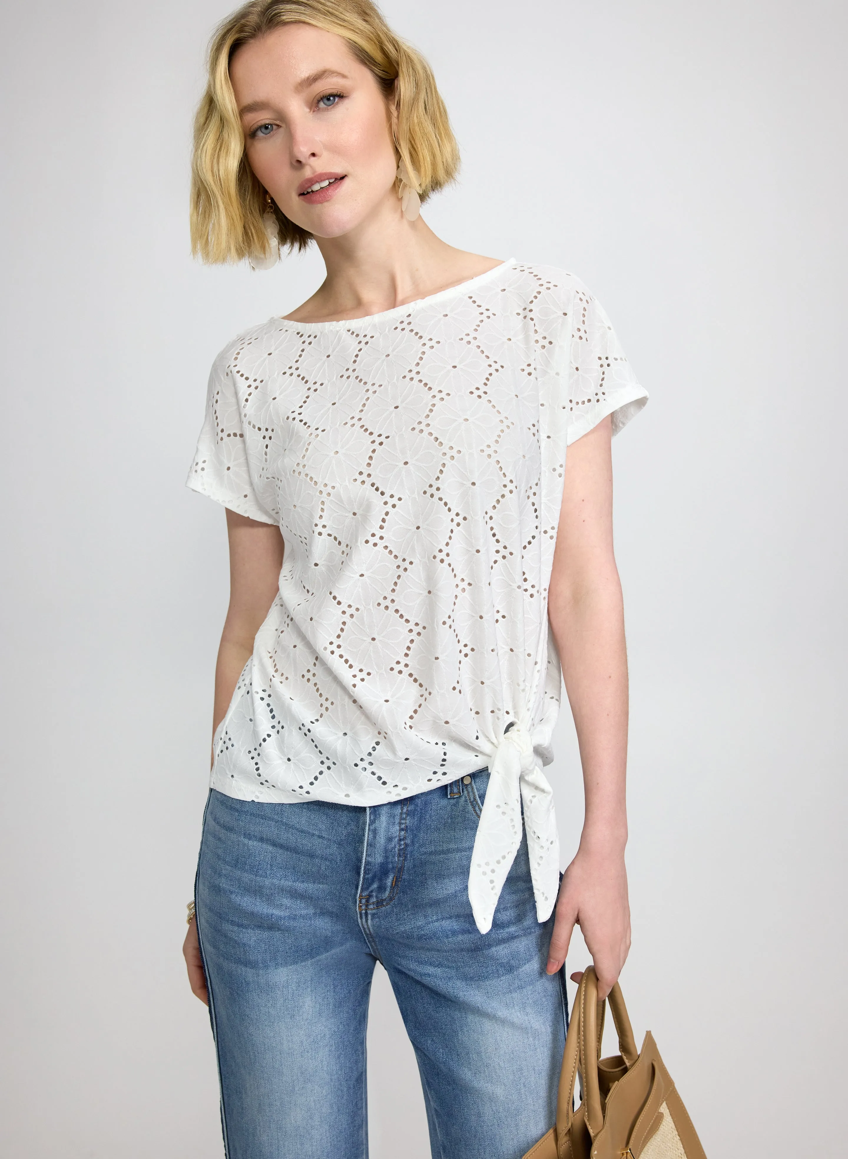 Laura Tied-Hem Eyelet Top Laura Tied-Hem Eyelet Top - Image 1