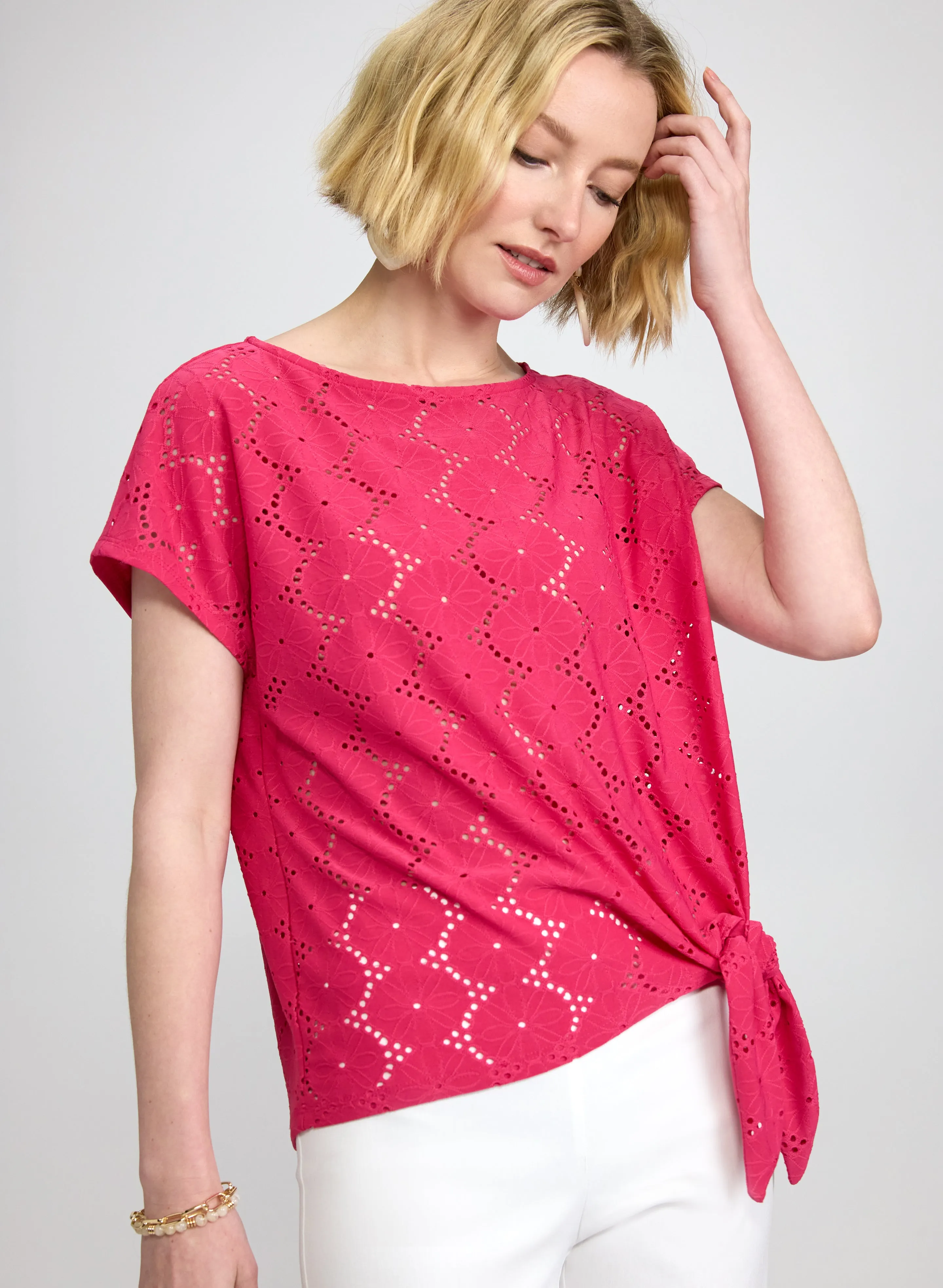 Laura Tied-Hem Eyelet Top Laura Tied-Hem Eyelet Top - Image 1
