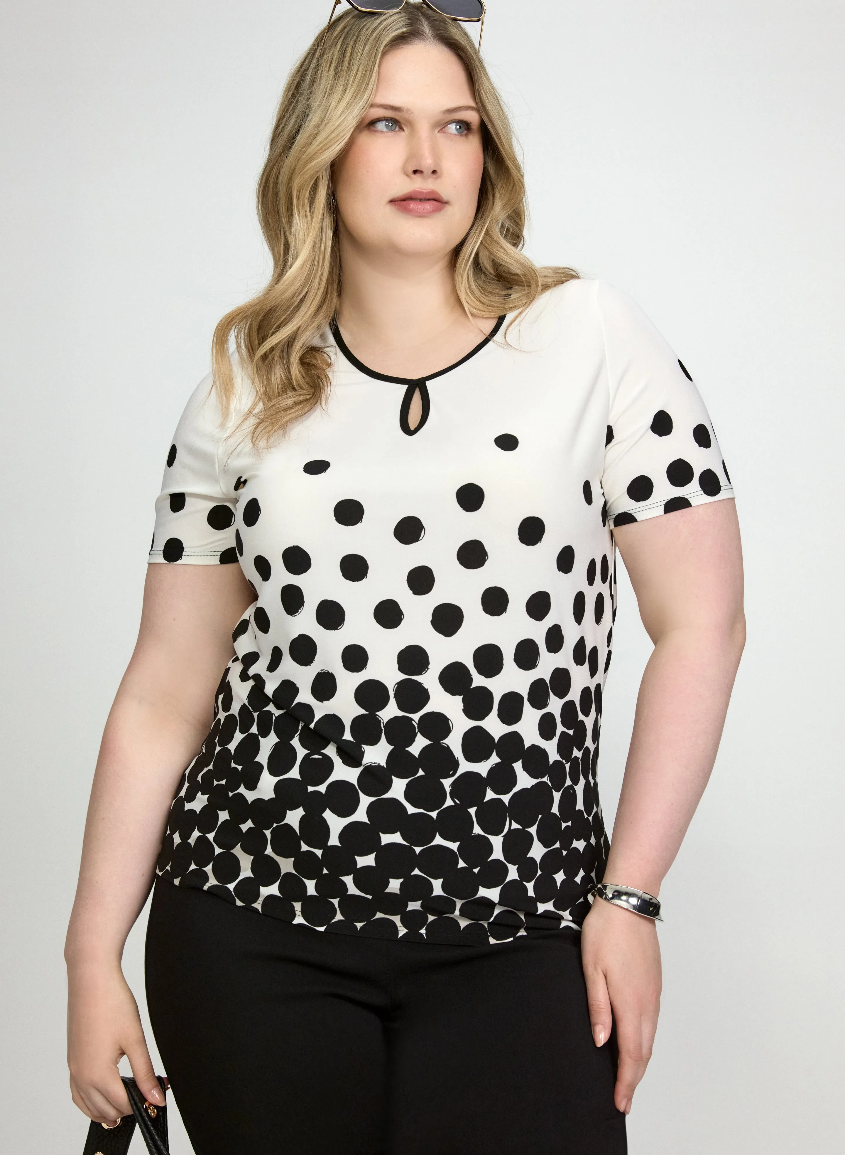 Laura Contrast Dot Print Top Laura Contrast Dot Print Top - Image 1