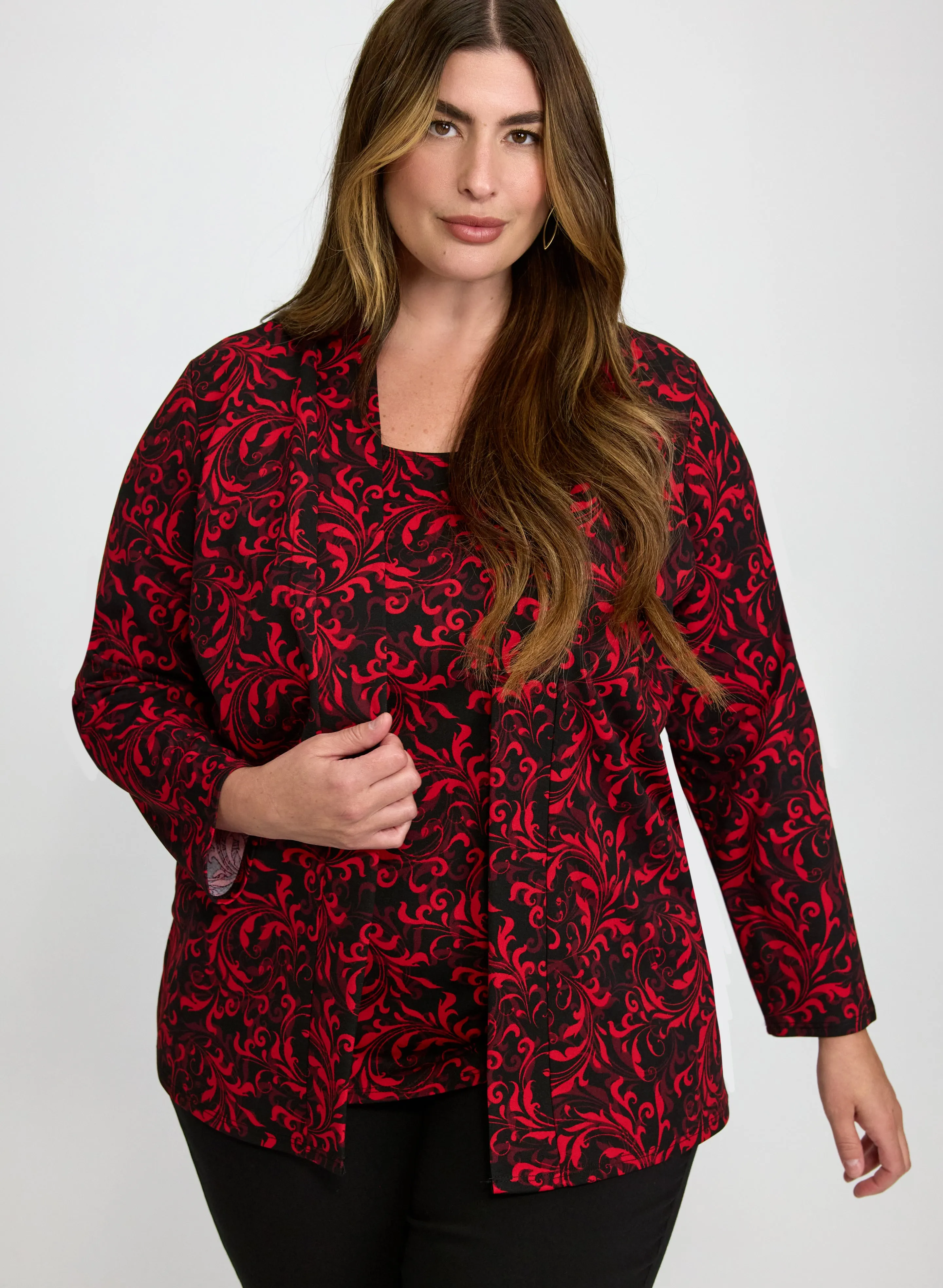 Laura Printed Long Sleeve Illusion Top Laura Printed Long Sleeve Illusion Top - Image 1