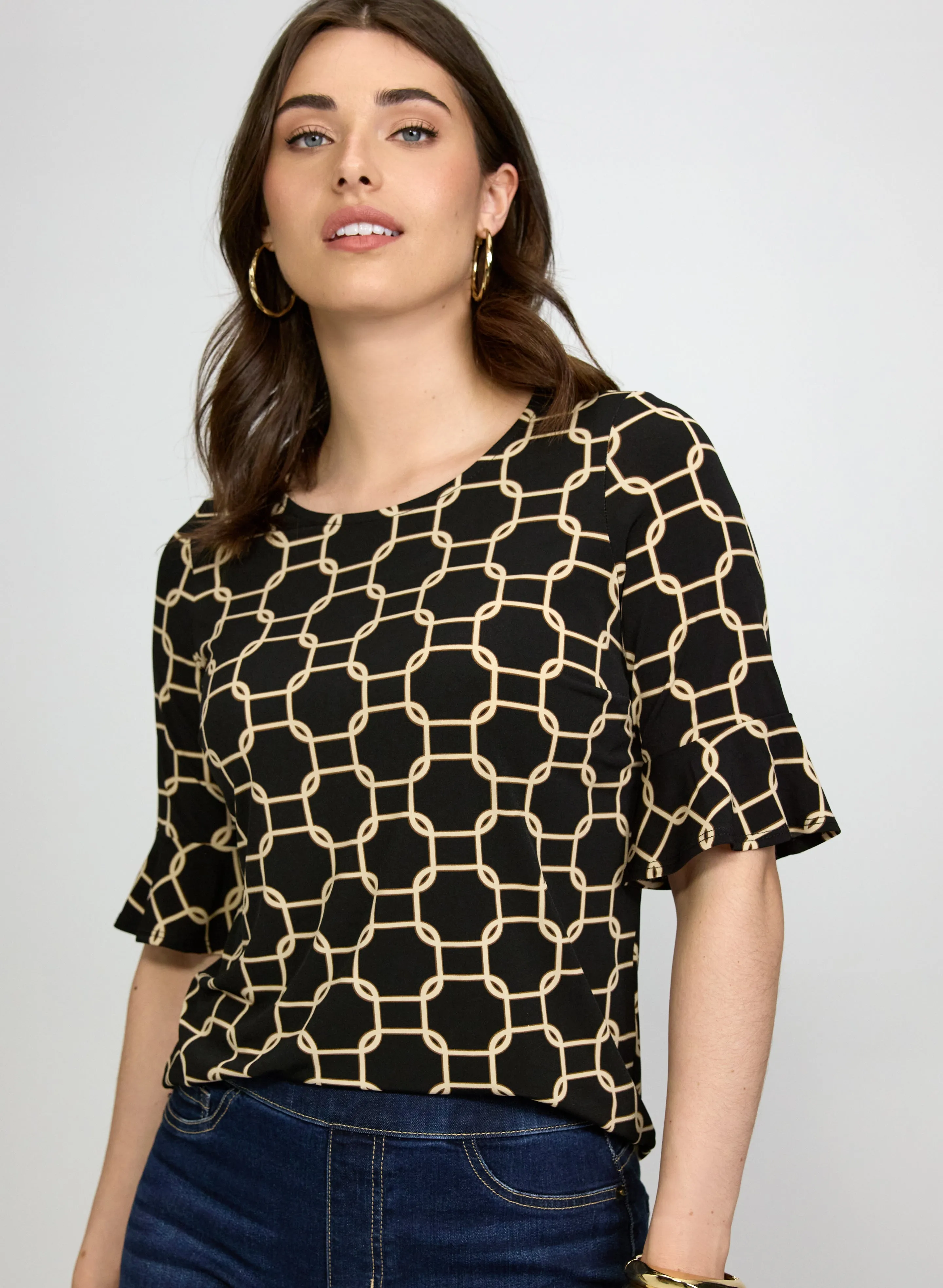 Laura Printed Elbow Sleeve Top Laura Printed Elbow Sleeve Top - Image 1